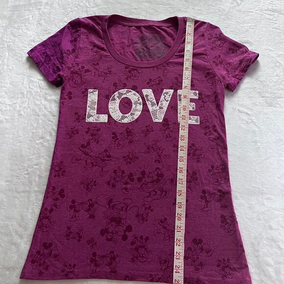 Disney Store Mickey & Minnie all over print purple Love t-shirt size medium - Picture 3 of 7